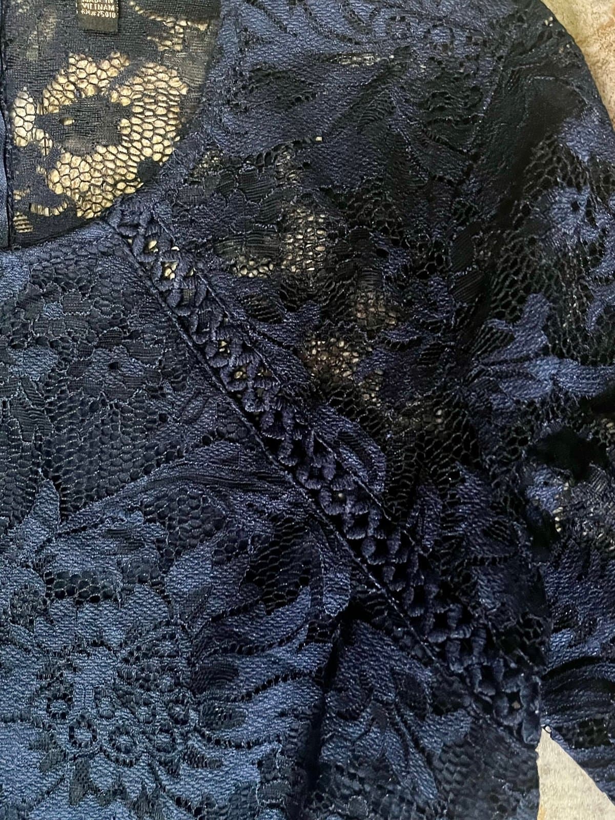 Blue Lace Long Sleeve Dress, size LG - Thumbnail 4