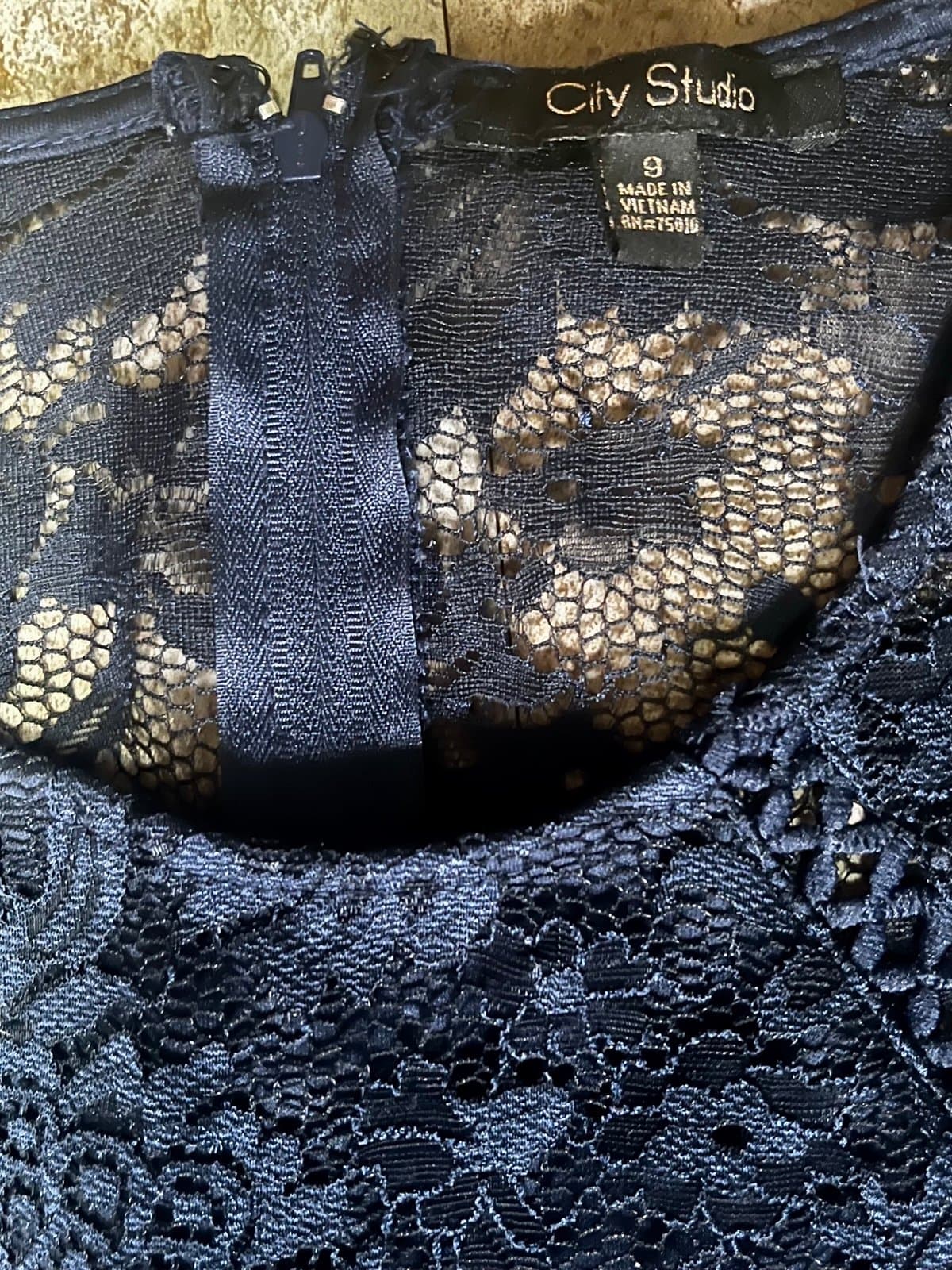 Blue Lace Long Sleeve Dress, size LG - Thumbnail 6