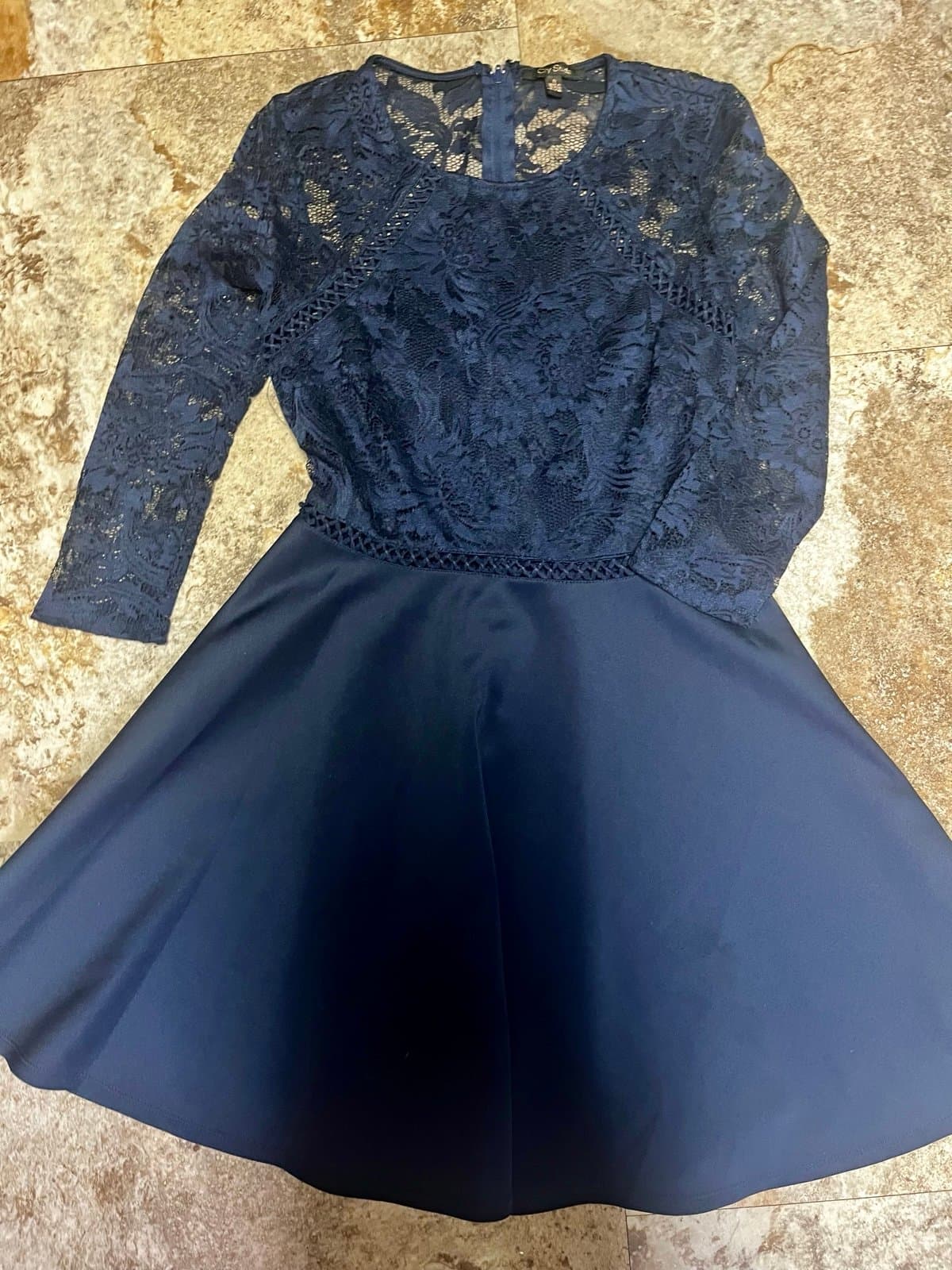 Blue Lace Long Sleeve Dress, size LG - Image 1