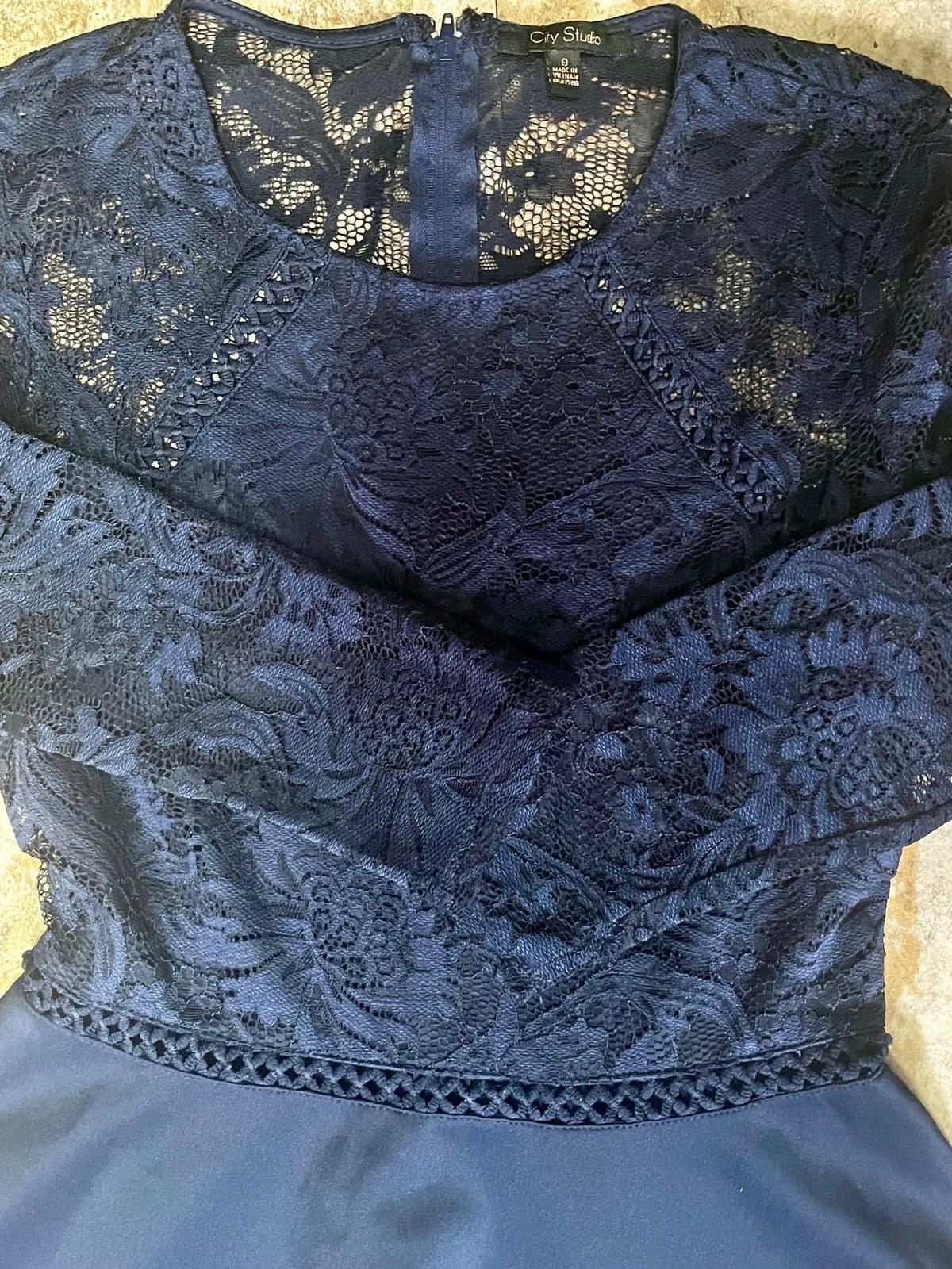 Blue Lace Long Sleeve Dress, size LG - Thumbnail 5