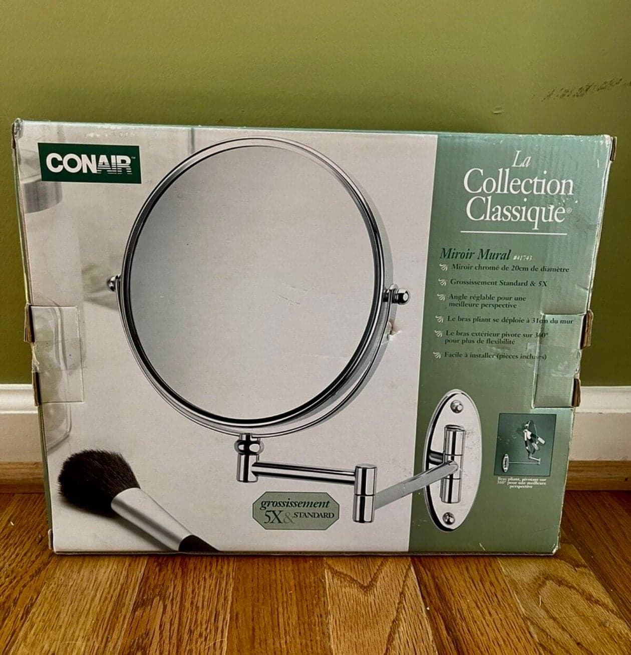 Conair La Collection Classique Wall Mount 8-Inch Makeup Mirror - Image 1