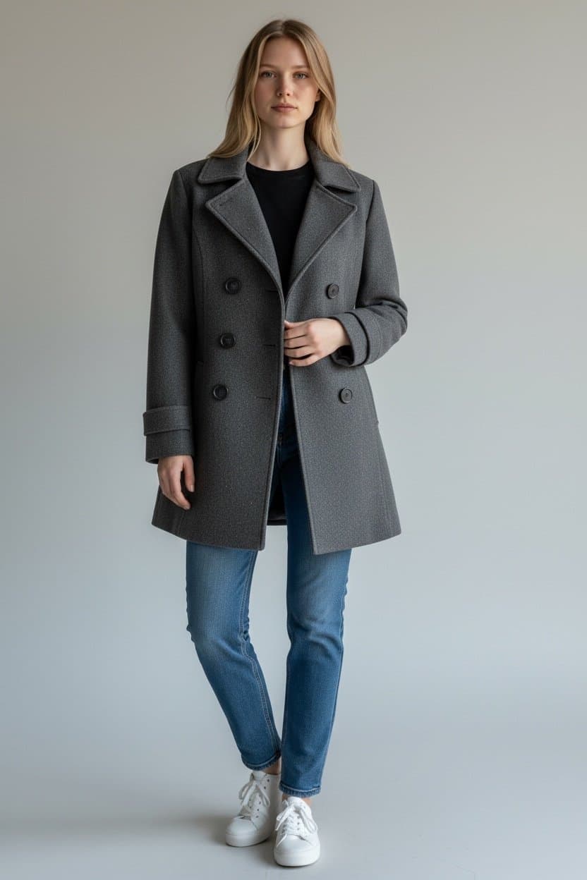 Old Navy Heather Grey Peacoat size XS - Thumbnail 2