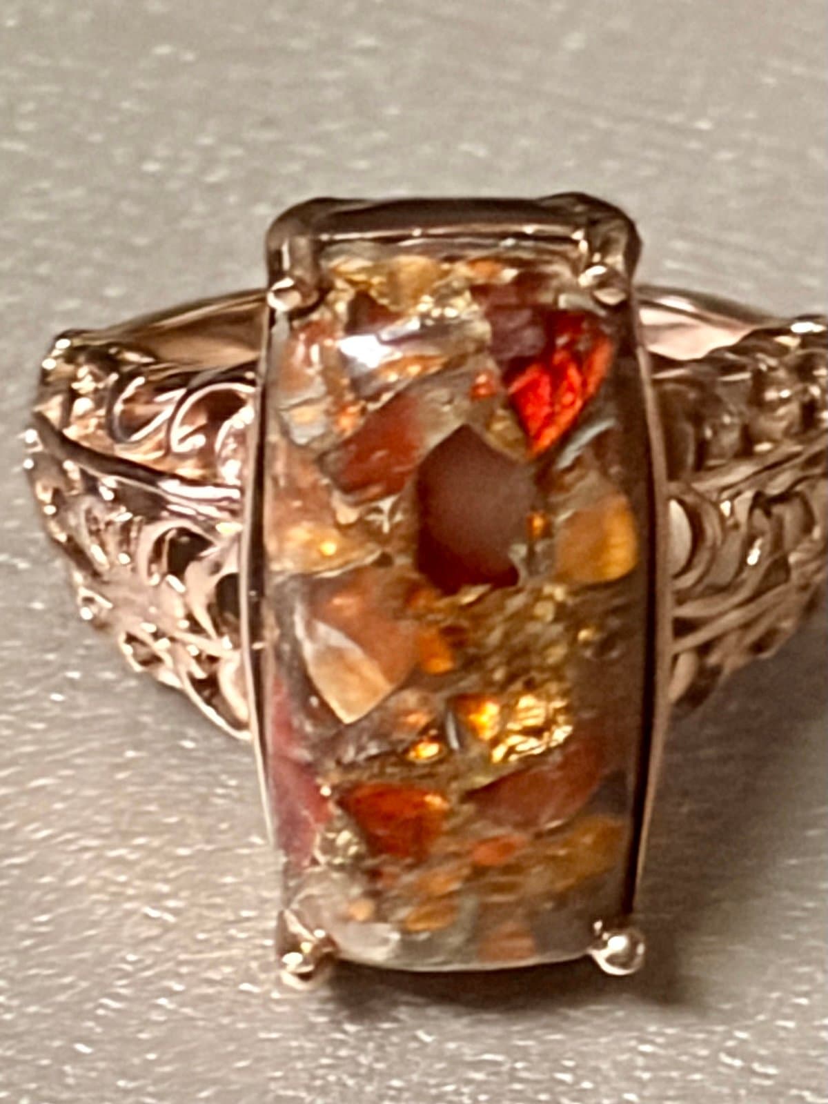 Fire Opal Ring, size 9 - Thumbnail 4
