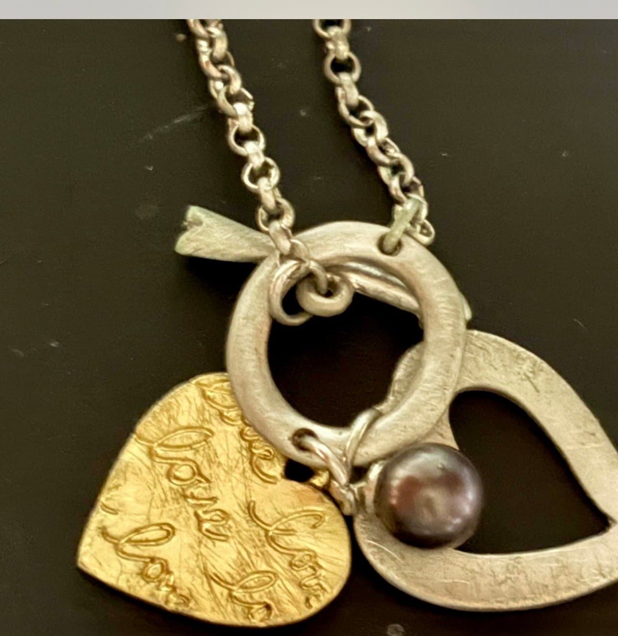Black Pearl Heart Necklace - Image 1