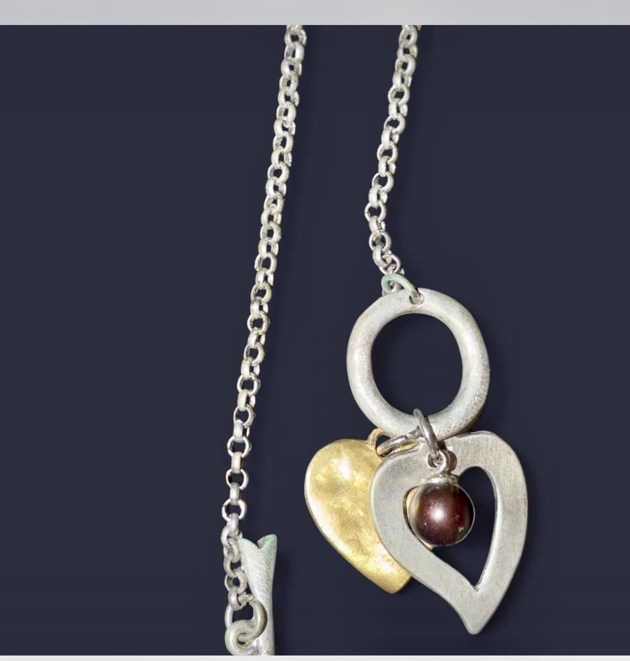 Black Pearl Heart Necklace - Thumbnail 4