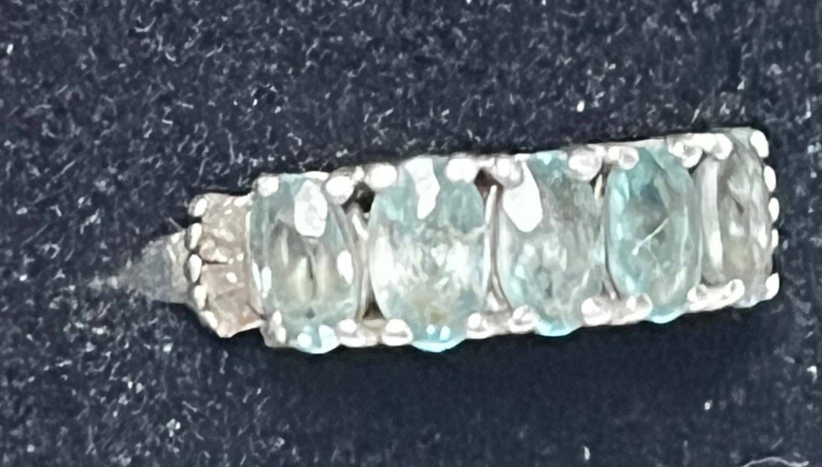 Aquamarine and Zircon Ring size 7 - Thumbnail 3