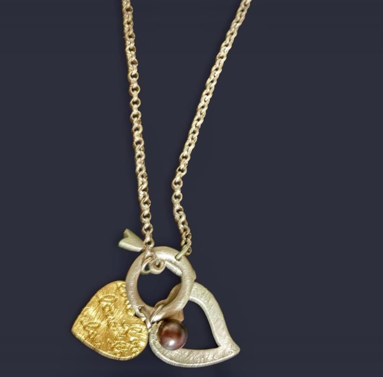 Black Pearl Heart Necklace - Thumbnail 2