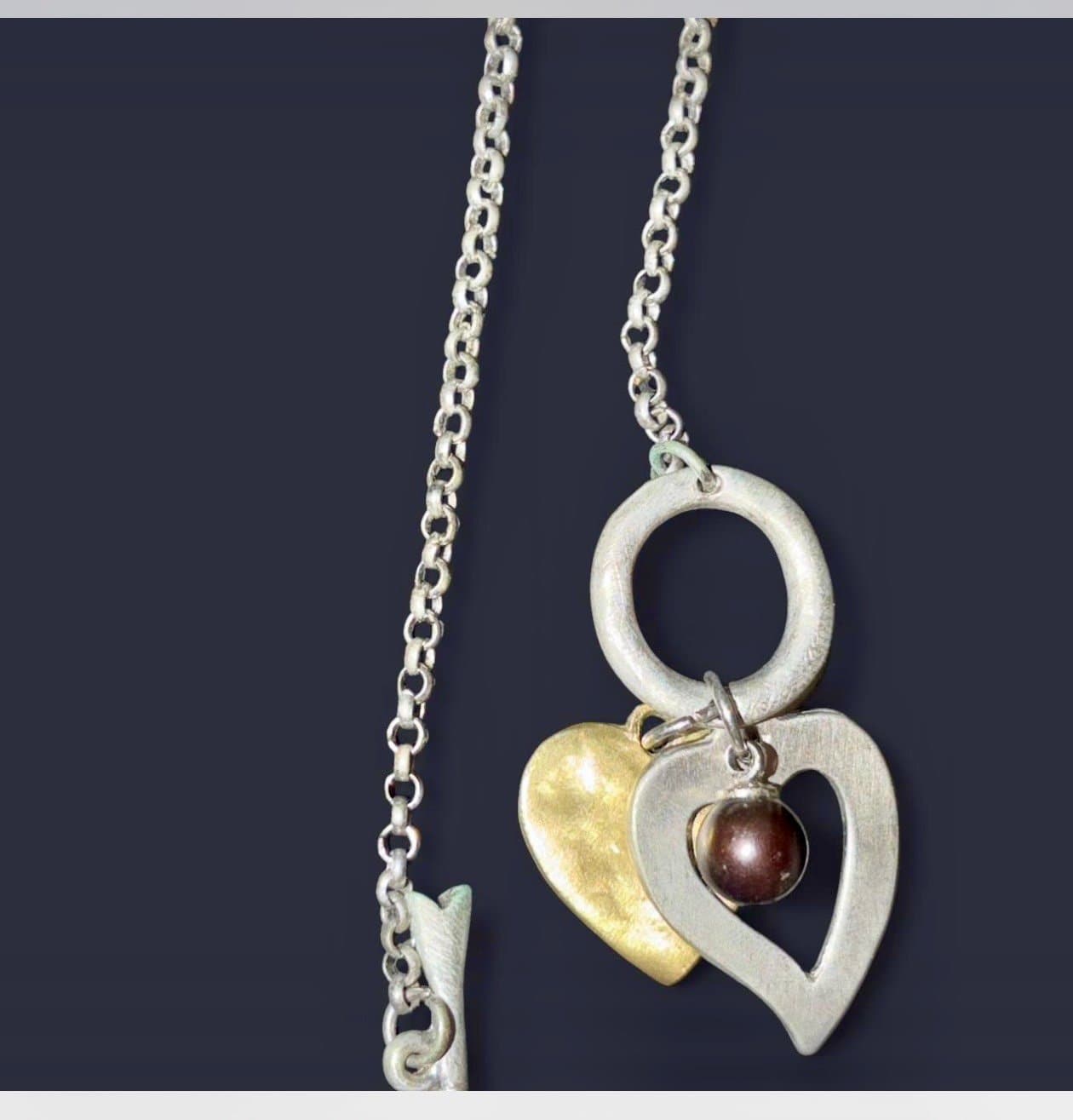 Black Pearl Heart Necklace - Thumbnail 3