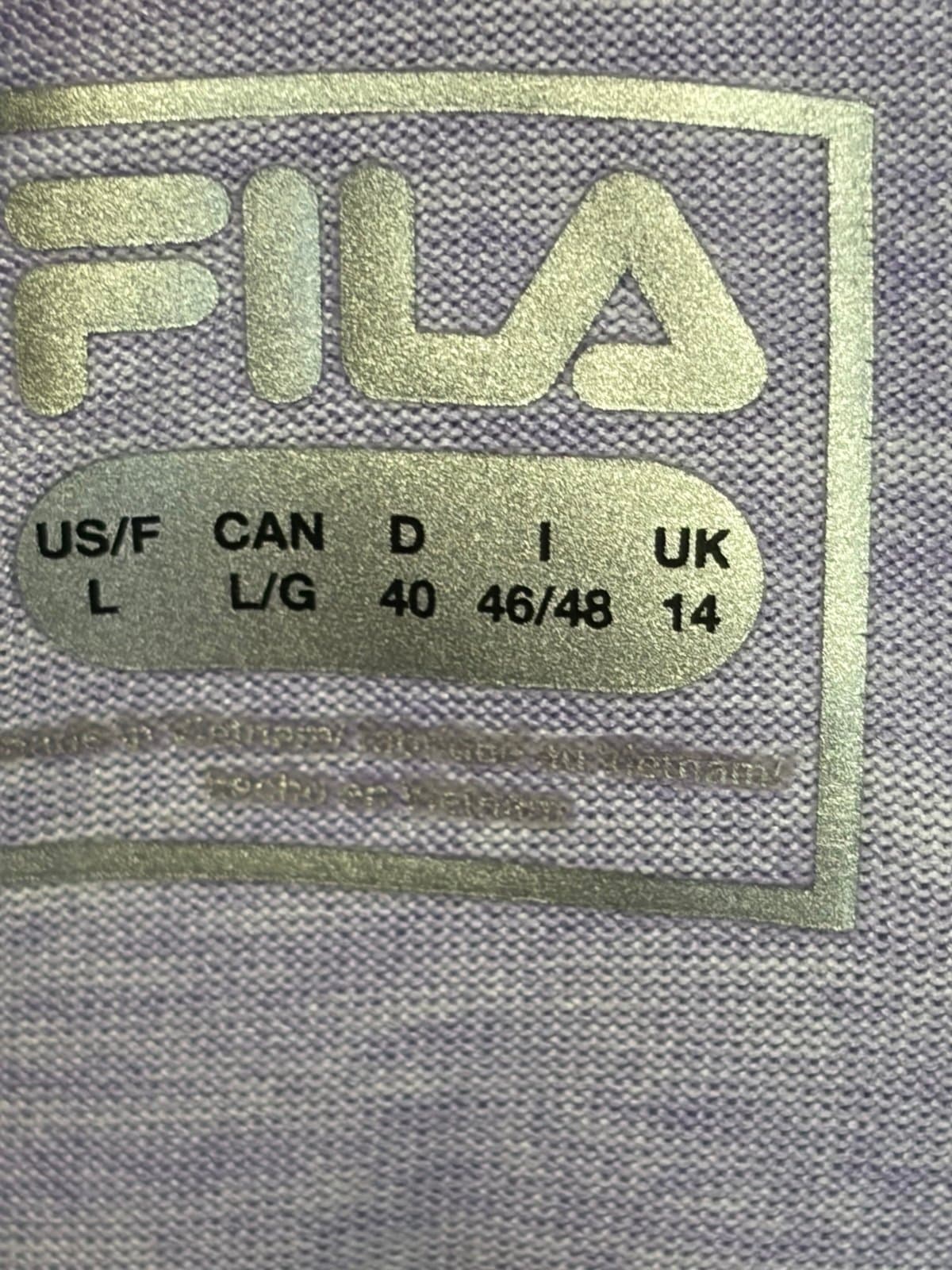 Women’s Purple Fila Short Sleeve Top, L - Thumbnail 4