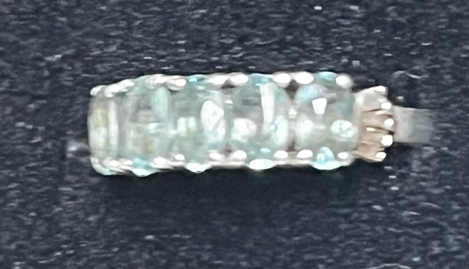 Aquamarine and Zircon Ring size 7 - Thumbnail 2