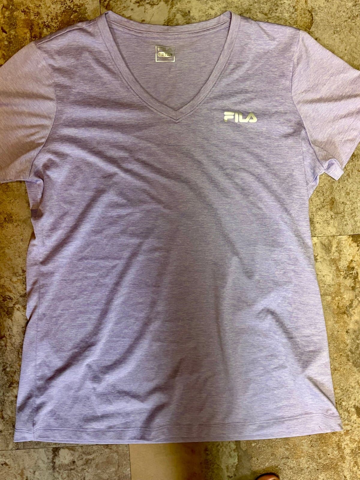 Women’s Purple Fila Short Sleeve Top, L - Thumbnail 2