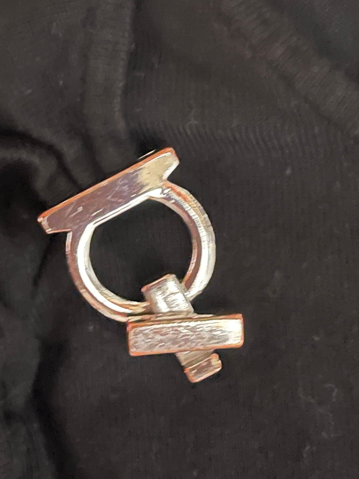 Nine West 3/4 sleeve, Form fitting black top, has clasp on the chest area, SM - Thumbnail 3