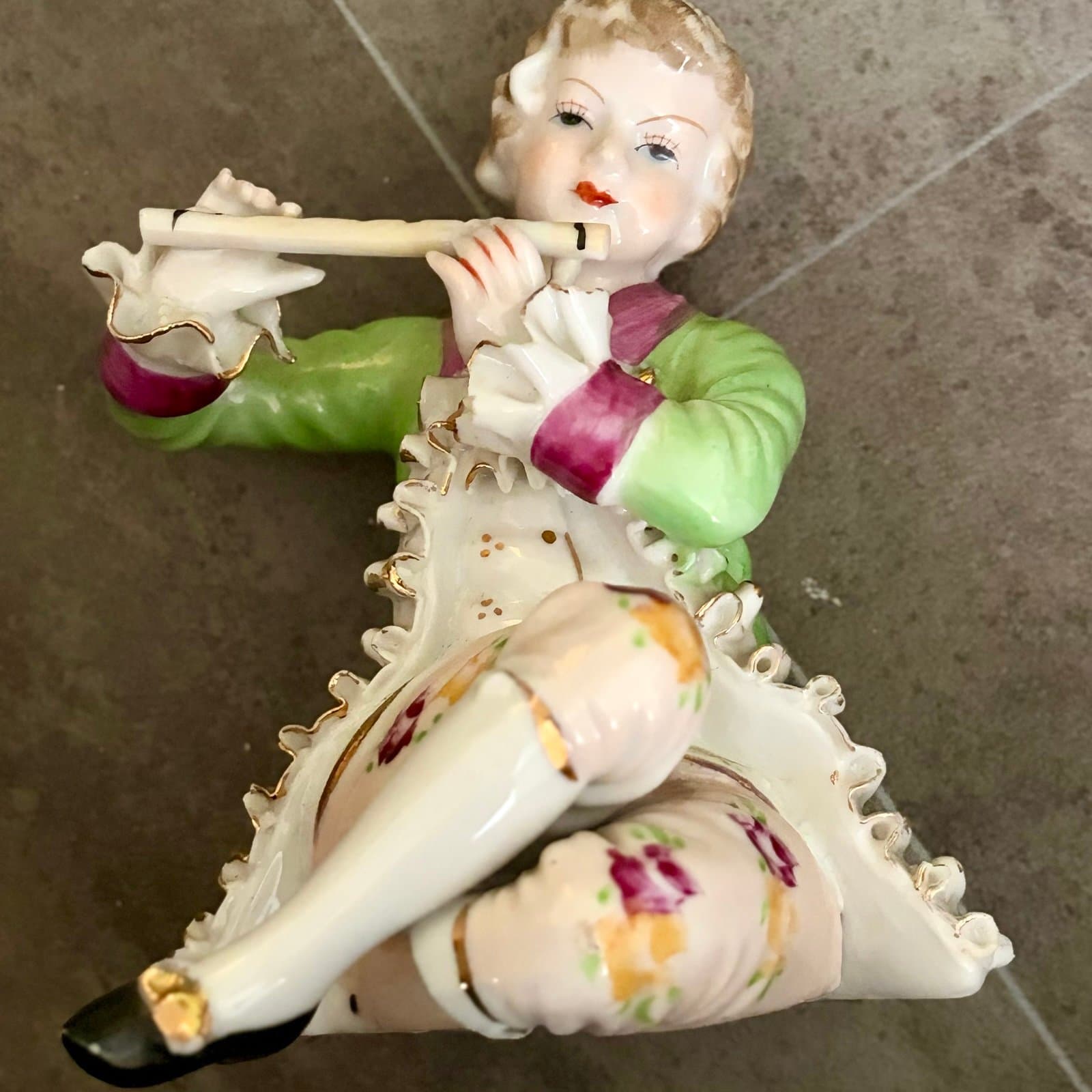 Porcelain Figurine Boy Playing Flute - Image 1