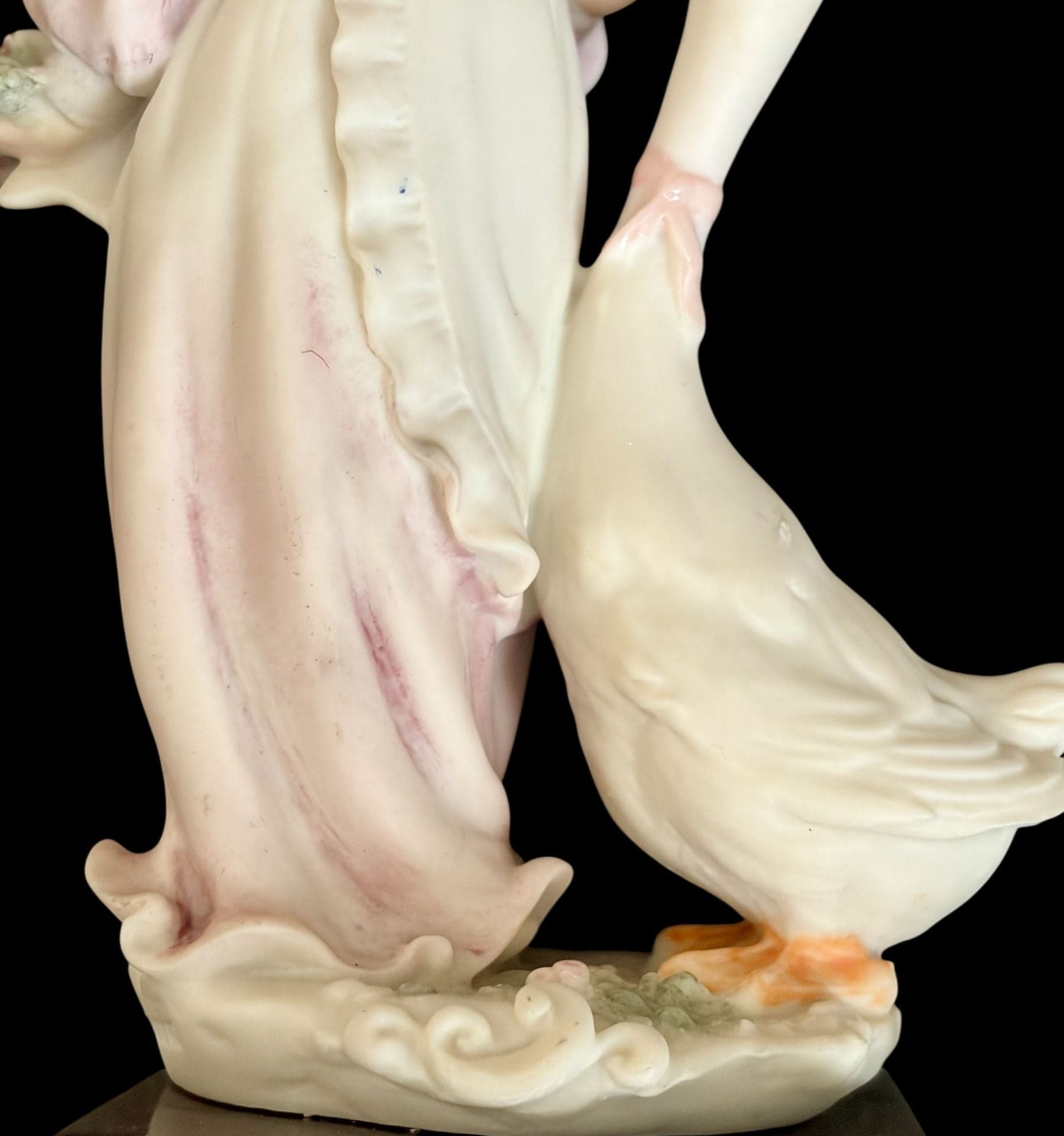 Vintage 1983 B. Merli Florence Italy Figurine Young Girl with Goose - Thumbnail 3