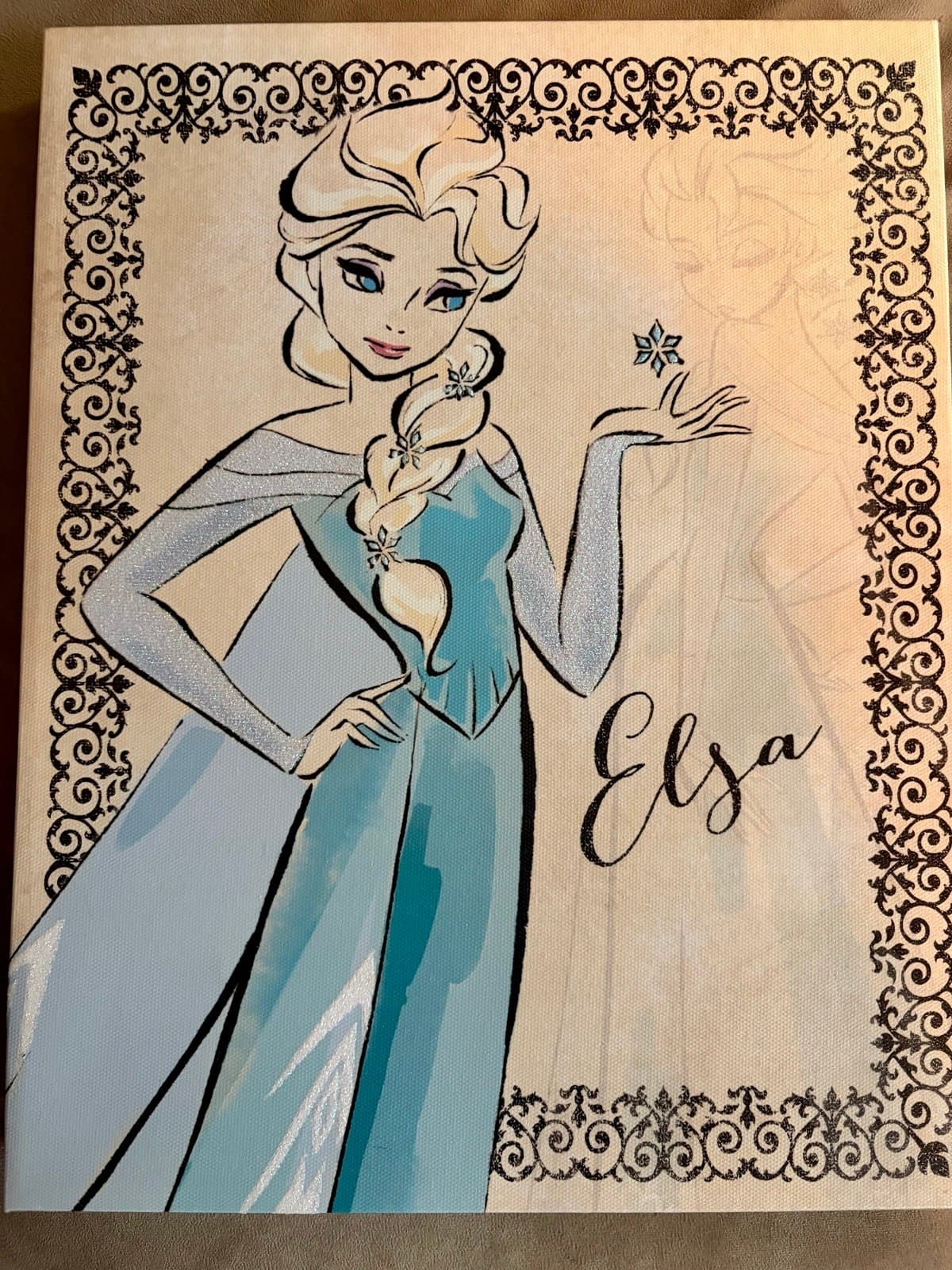 Disney Frozen Olaf, Lizard Plush, Hardback book and Elsa Canvas wall hanging. - Thumbnail 5