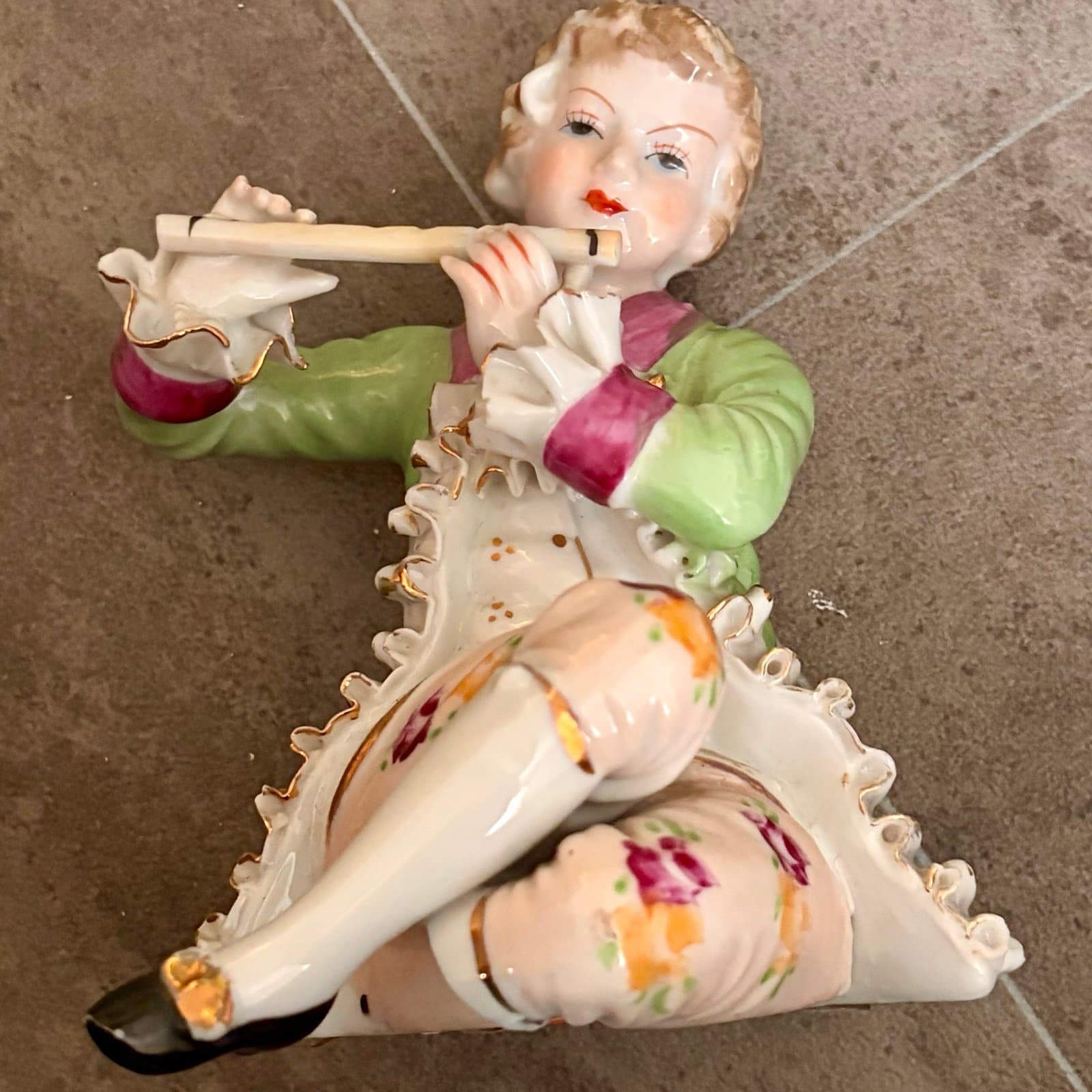 Porcelain Figurine Boy Playing Flute - Thumbnail 3