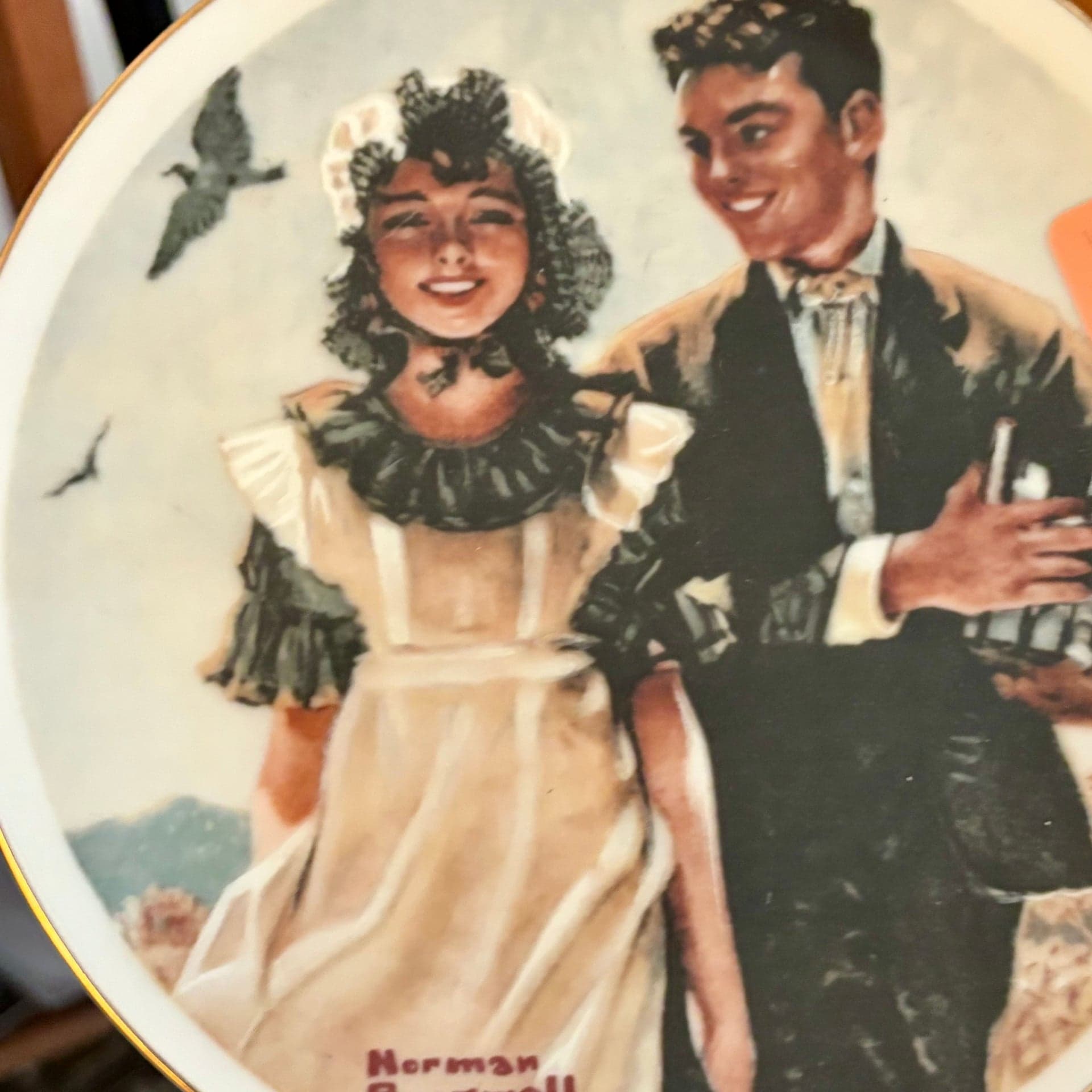Set of 2 Norman Rockwell IMM Japan Fine Porcelain 6.5" Collector Plates - Thumbnail 2