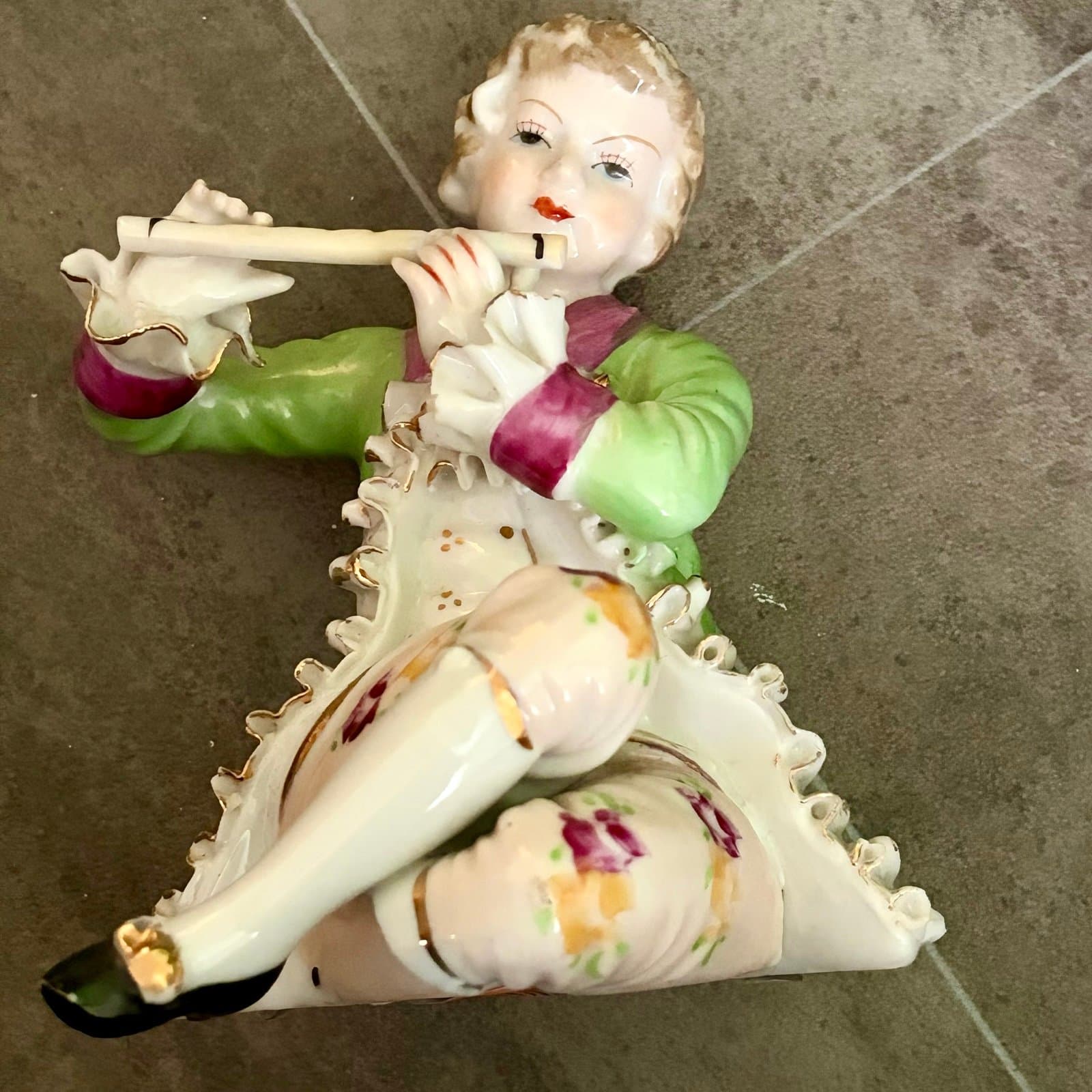 Porcelain Figurine Boy Playing Flute - Thumbnail 2