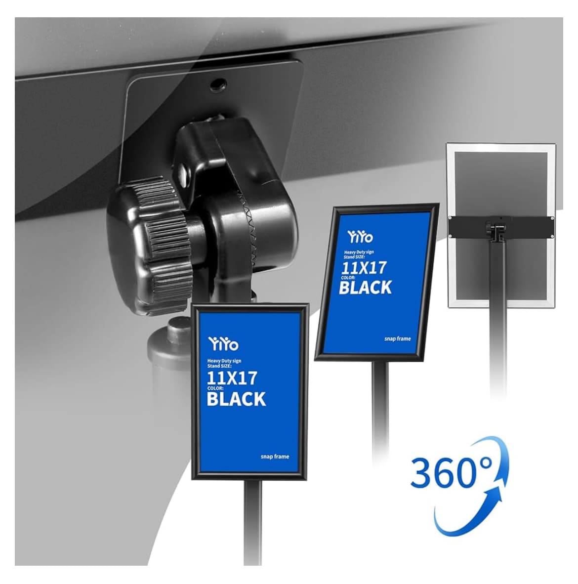 YIYO Adjustable Sign Holder Floor Stand 11x17 Black - Thumbnail 2