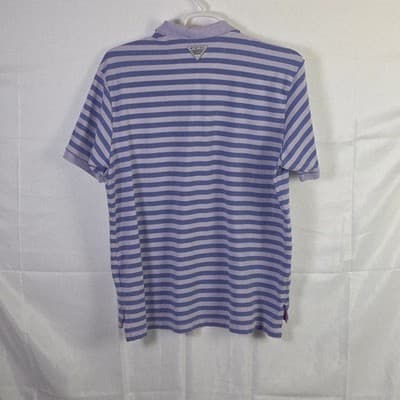 Columbia PFG Men's XL Purple Striped Super Bone Fish Pique Polo Shirt - Thumbnail 9