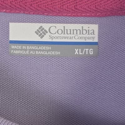 Columbia PFG Men's XL Purple Striped Super Bone Fish Pique Polo Shirt - Thumbnail 5