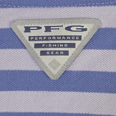 Columbia PFG Men's XL Purple Striped Super Bone Fish Pique Polo Shirt - Thumbnail 11