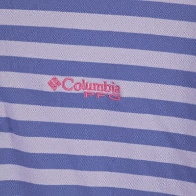 Columbia PFG Men's XL Purple Striped Super Bone Fish Pique Polo Shirt - Thumbnail 3