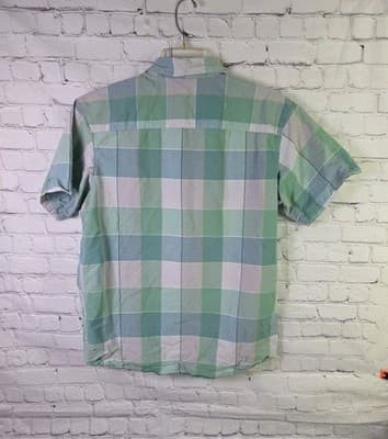 Columbia Shirt Men's Medium Green Grey Windowpane Plaid S/S Button Up Shirt - Thumbnail 6