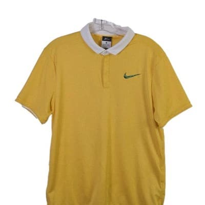 Nike Golf Men's Medium Bright Yellow Dri-Fit Short Sleeve Polo Shirt - Thumbnail 2