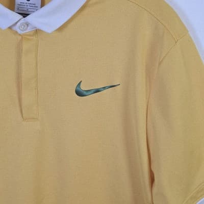 Nike Golf Men's Medium Bright Yellow Dri-Fit Short Sleeve Polo Shirt - Thumbnail 3