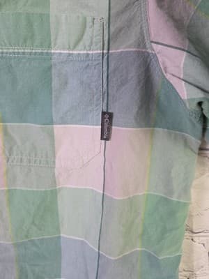 Columbia Shirt Men's Medium Green Grey Windowpane Plaid S/S Button Up Shirt - Thumbnail 2