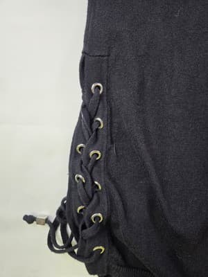 Michael Kors Women's Black Medium Long Tunic Sweater With Lace Up Sides - Thumbnail 7