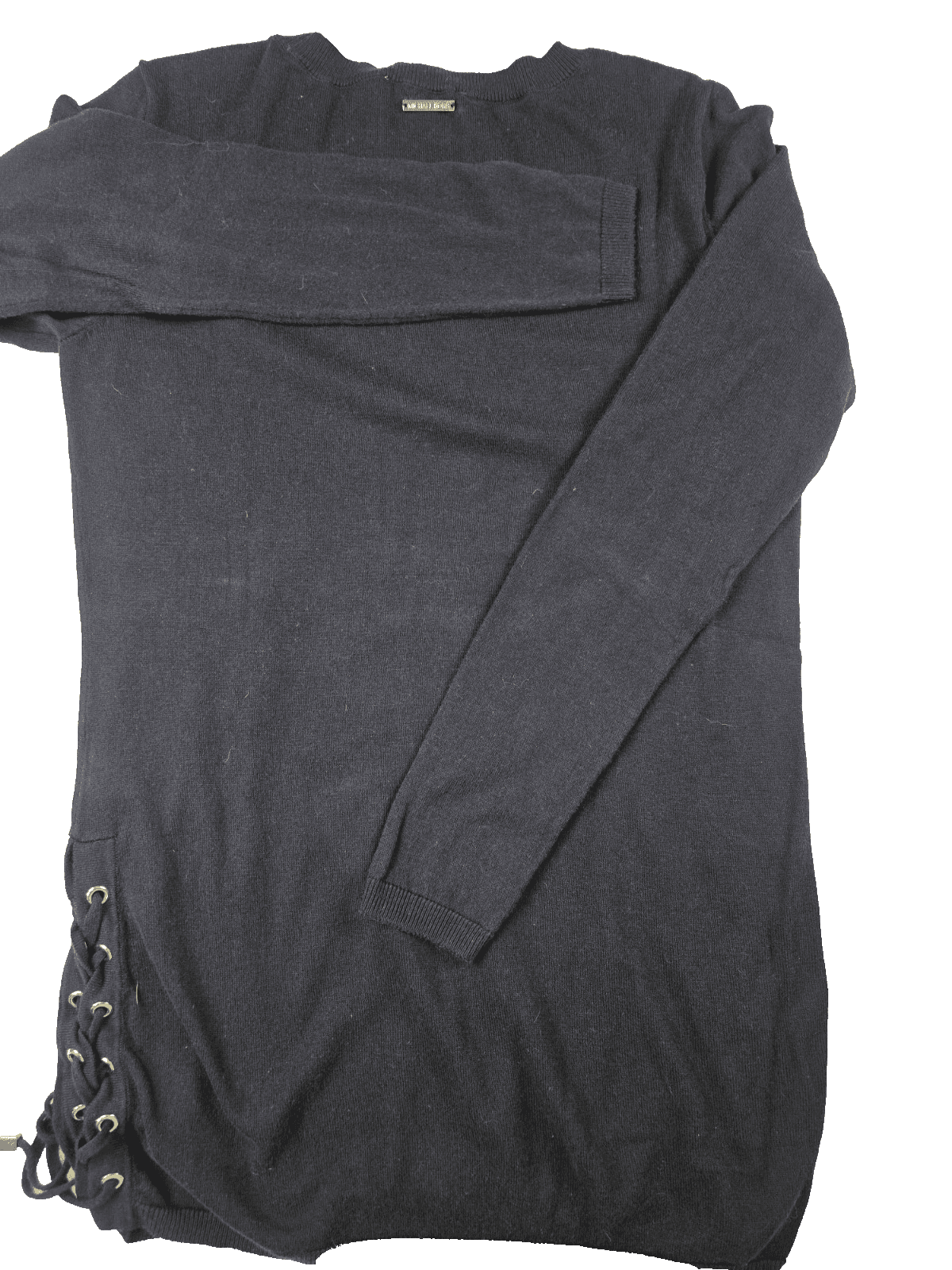 Michael Kors Women's Black Medium Long Tunic Sweater With Lace Up Sides - Thumbnail 6