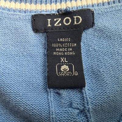 Vintage Izod Women's XL Navy Blue V-Neck Sweater Vest - Thumbnail 3