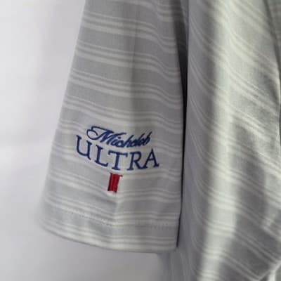 Nike Dri-fit Men's XL Gray / Pinstripes Michelob Ultra S/S Golf Shirt - Thumbnail 7