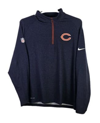 NIKE Chicago Bears XXL Blue 1/2 Zip Dri-Fit Long Sleeve Pullover - Thumbnail 6