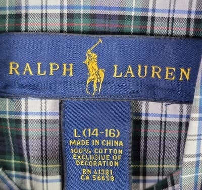Ralph Lauren Boys Large 14 / 16 Plaid Button Down Shirt - Thumbnail 3