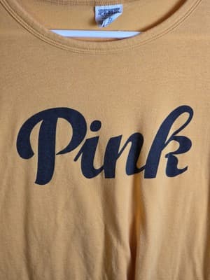 Victoria’s Secret Pink Women's Size M Yellow Tshirt - Thumbnail 2