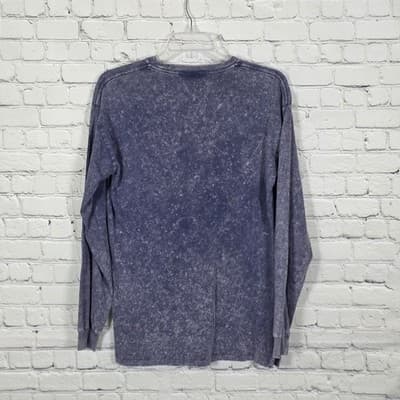 Victorias Secret Pink Women's XS Blue Acid Wash Long Sleeve Shirt - Thumbnail 5