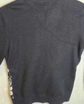 Ralph Lauren Women's Petite & Small Black & White Silk & Cashmere Cardigan - Thumbnail 4