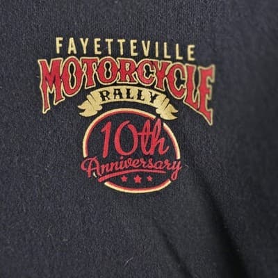 2009 Fayetteville AR Men's XL Black Motorcycle Rally Short Sleeve T-Shirt - Thumbnail 2