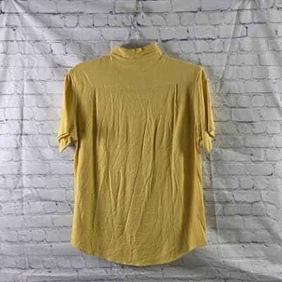 COOFANDY Men's Medium Yellow Linen Short Sleeve Button Up Shirt - Thumbnail 4