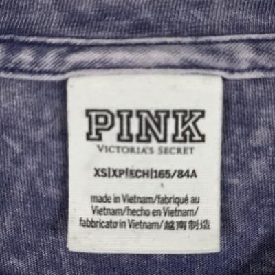 Victorias Secret Pink Women's XS Blue Acid Wash Long Sleeve Shirt - Thumbnail 3
