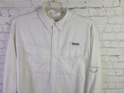 Columbia Men's XL White PFG Omni Shield Long Sleeve Fishing Shirt - Thumbnail 2