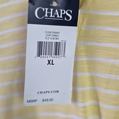 Chaps Women's XL Yellow & White Striped Nautica Short Sleeve Shirt - Thumbnail 4