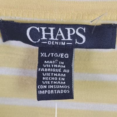 Chaps Women's XL Yellow & White Striped Nautica Short Sleeve Shirt - Thumbnail 3