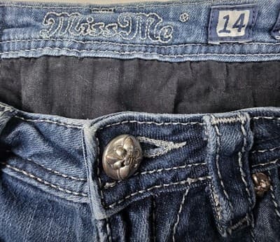 Miss Me Jeans Girls Size 14 Blue Denim Skinny Straight Jeans - JK595853 - Thumbnail 2