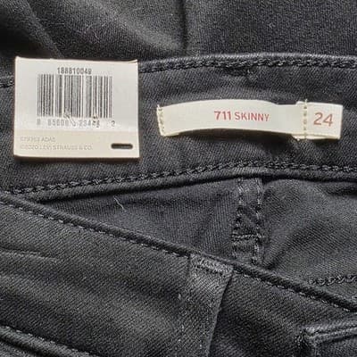NWT Levi's 711 Skinny High Rise Jeans - Black, Hypersoft Fabric, Size 24W - Thumbnail 3