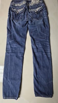 Miss Me Jeans Girls Size 14 Blue Denim Skinny Straight Jeans - JK595853 - Thumbnail 12