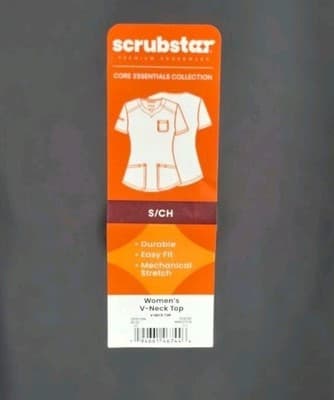 Scrubstar Women's Small Black V-Neck Medical Scrub Top - Thumbnail 3